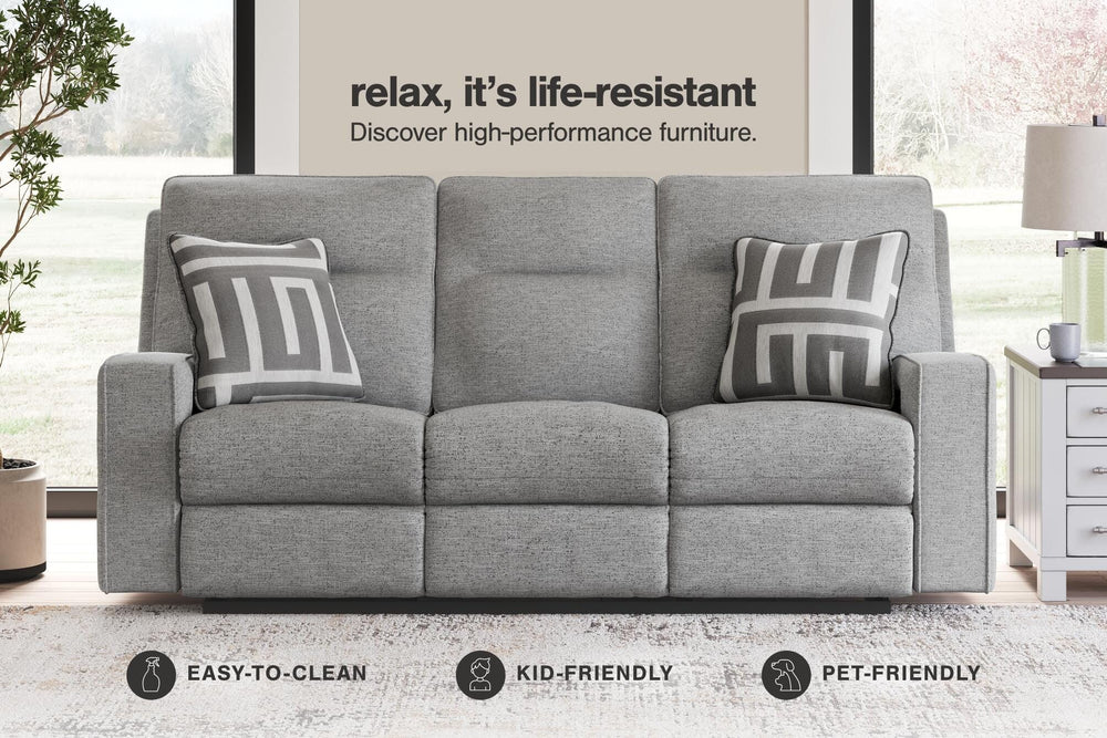 Biscoe Power Reclining Sofa and Loveseat - Pewter (2)