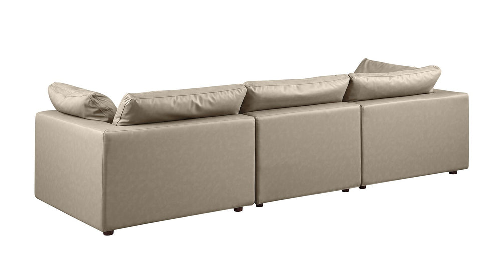 DivanItalia 1100 2-Piece Sofa Set – Top-Grain Italian Leather with Ottoman - Beige