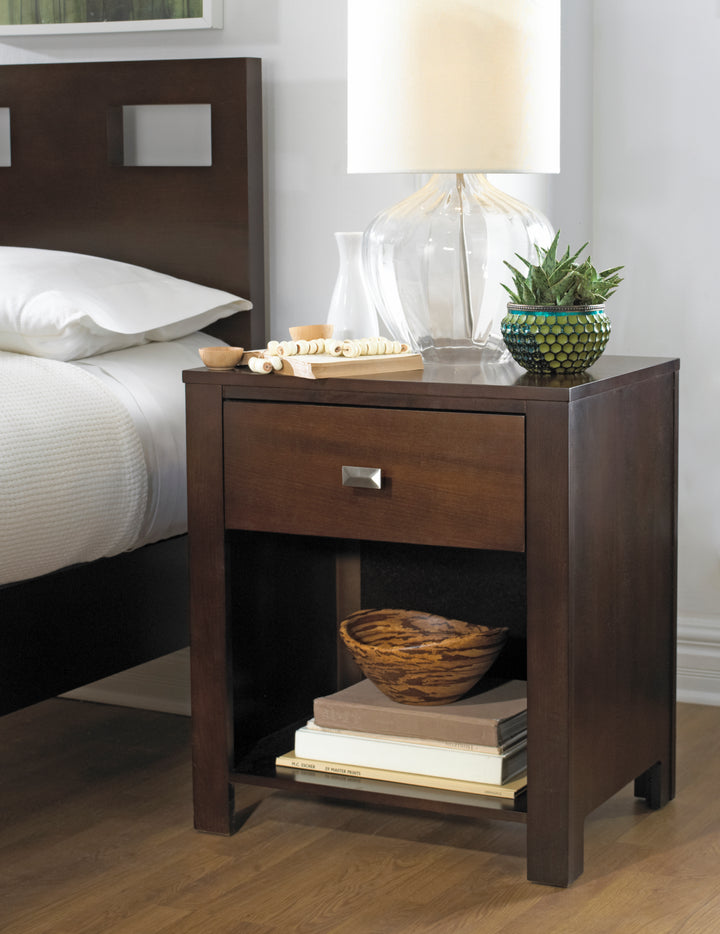 Modus Furniture Rv2681 Riva One Drawer Nightstand In Chocolate Brown