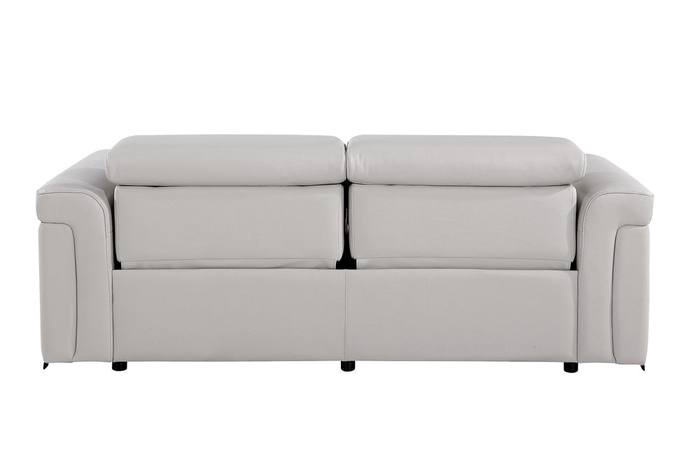 DivanItalia 1126 Top Grain Italian Leather Power Reclining Chair with Power Headrests - Light Gray