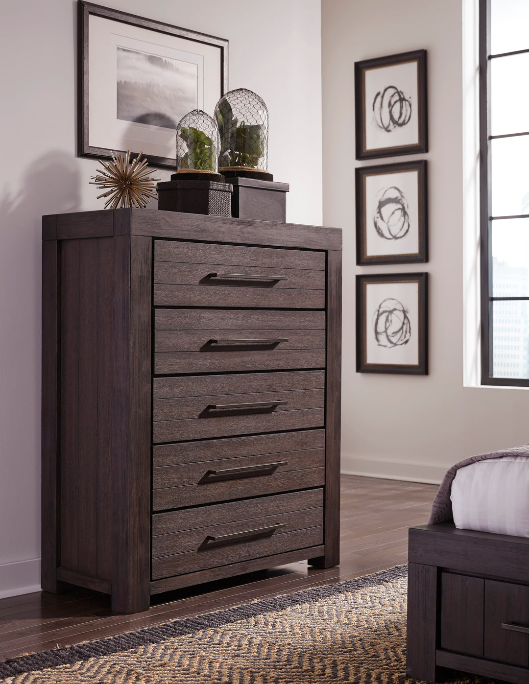Modus Furniture 3H5784A Heath Five Drawer Chest In Basalt Grey 2024