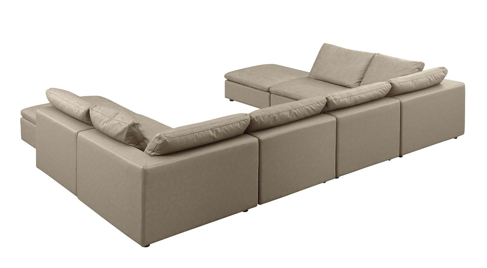 DivanItalia 1100 Top-Grain Italian Leather 8-Piece Sectional with Chaise - Beige
