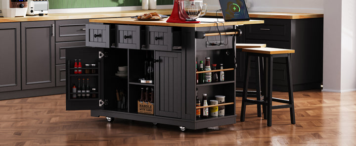53-inch-black-kitchen-island-cart-with-drop-leaf-and-power-outlet