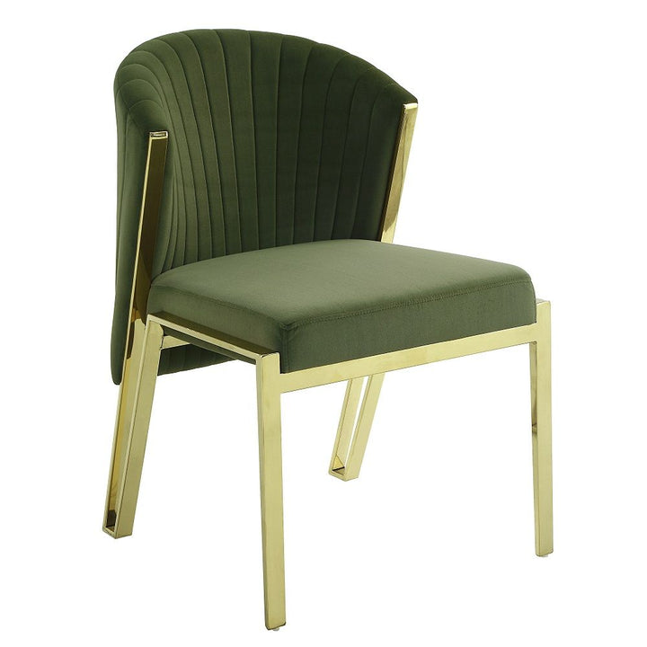 Fallon - Side Chair Set of 2) - Green Velvet & Mirrored Gold