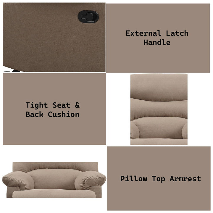 Arcadia - Motion Glider Recliner - Light Brown Microfiber