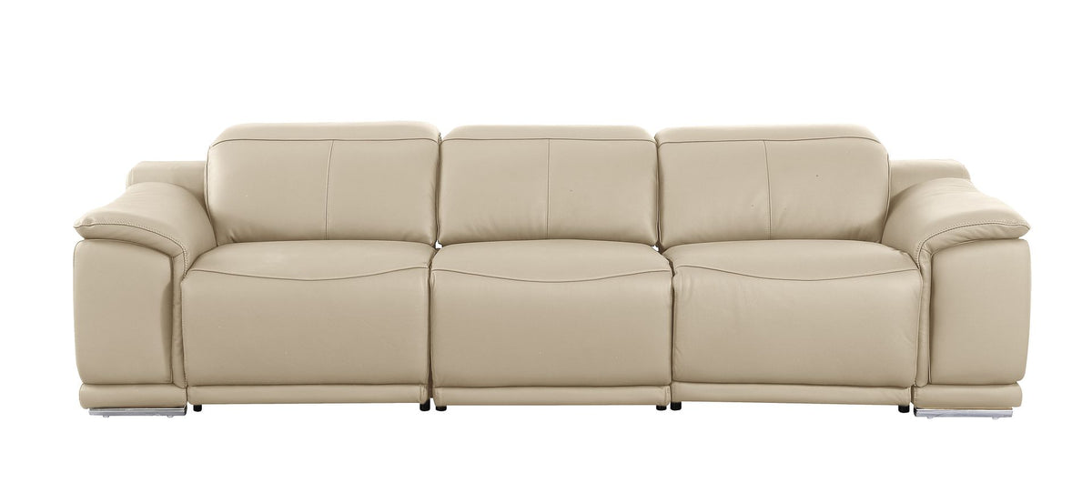 DivanItalia 9762 3-Piece Modular Power Reclining Sofa with 3 Power Recliners in Top Grain Italian Leather - Beige