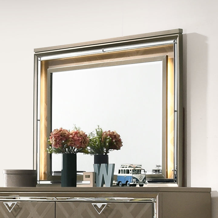 Skylar Mirror with Led in LED &amp; Dark Champagne