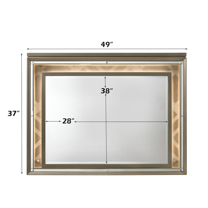 Skylar Mirror with Led in LED &amp; Dark Champagne - dimensions