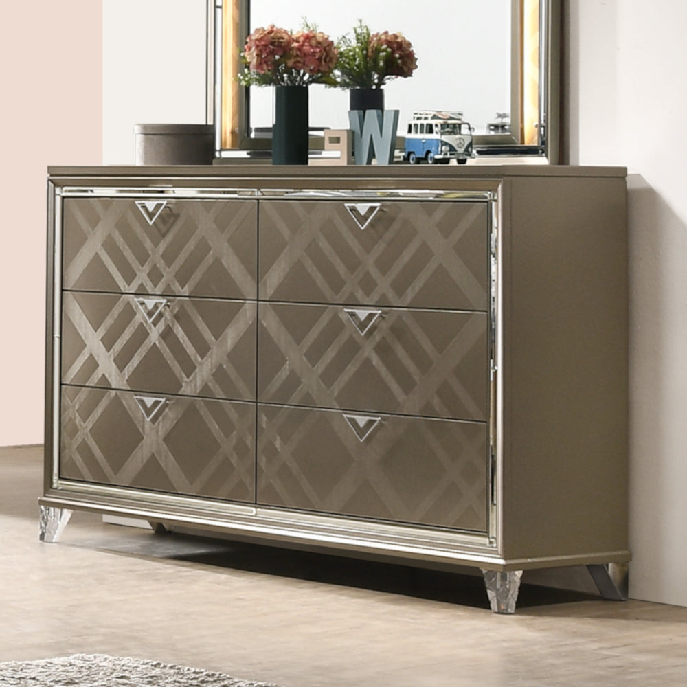 Skylar Dresser in Dark Champagne