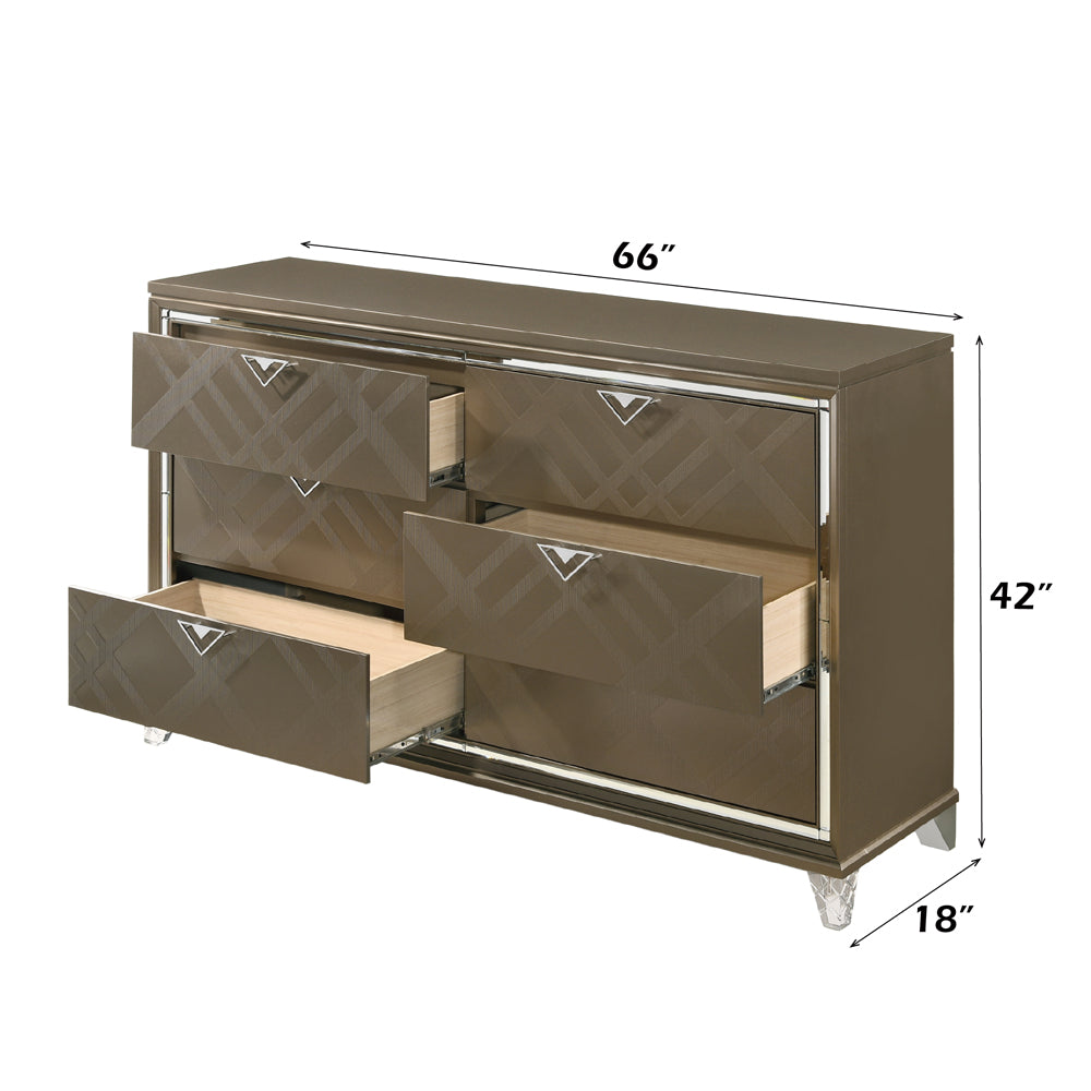 Skylar Dresser in Dark Champagne - dimensions