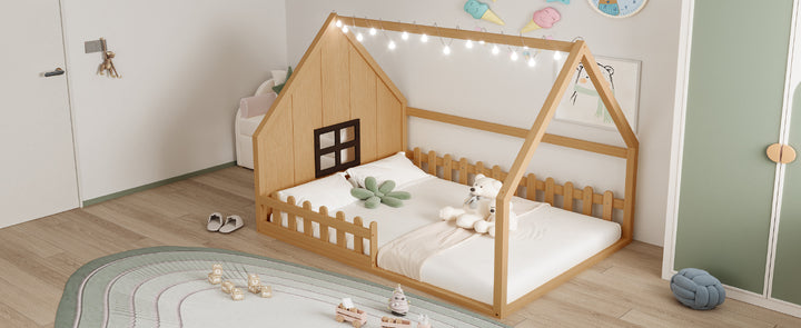 wood-house-bed-with-window-and-fence-natural