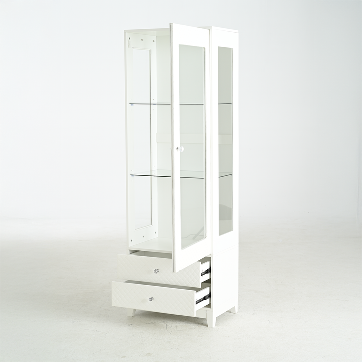 modern-upholstered-glass-display-cabinet-with-adjustable-led-light-in-white