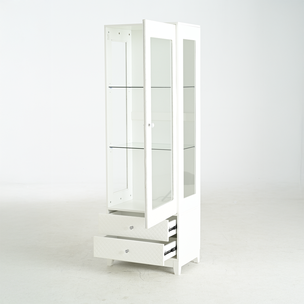 modern-upholstered-glass-display-cabinet-with-adjustable-led-light-in-white