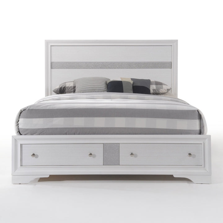 Naima EK Bed with Storage in White