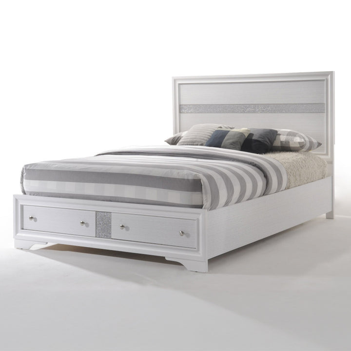 Naima EK Bed with Storage in White