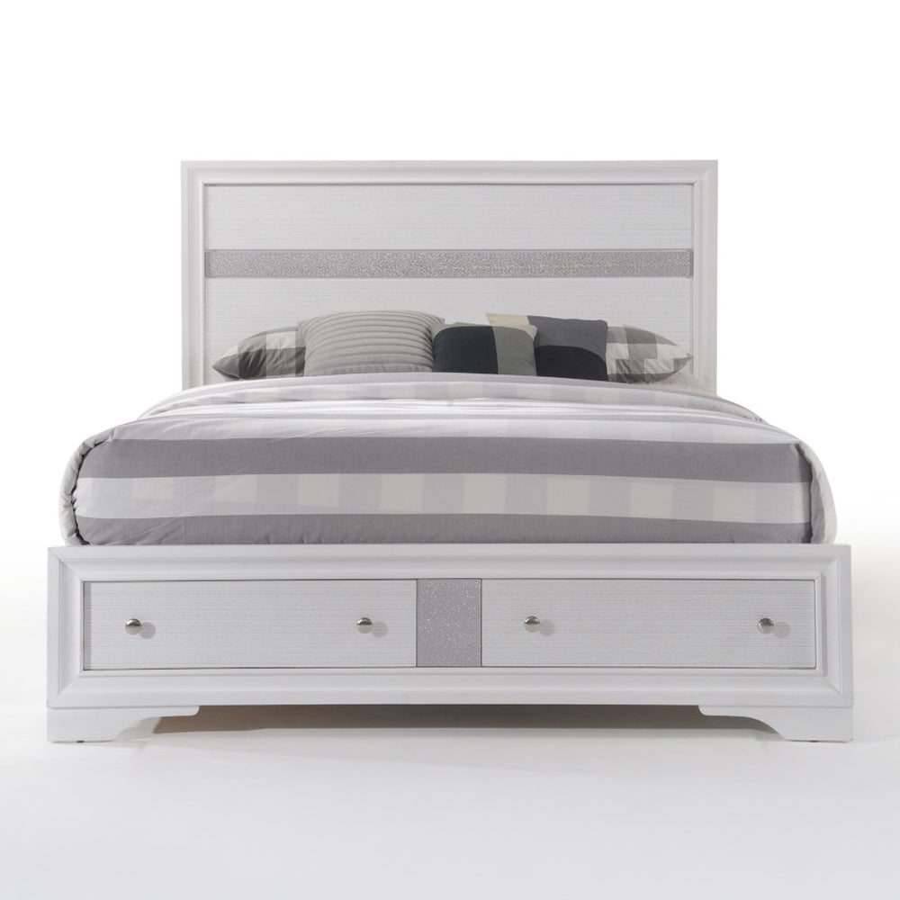Naima Queen Bed with Storage in White