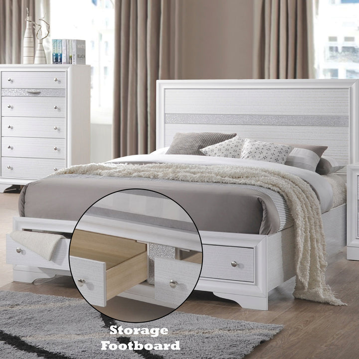 Naima Queen Bed with Storage in White - features