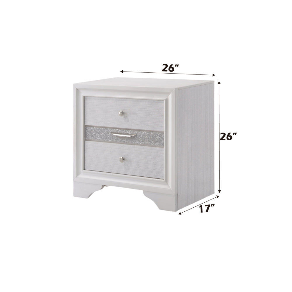 Naima Nightstand in White - dimensions
