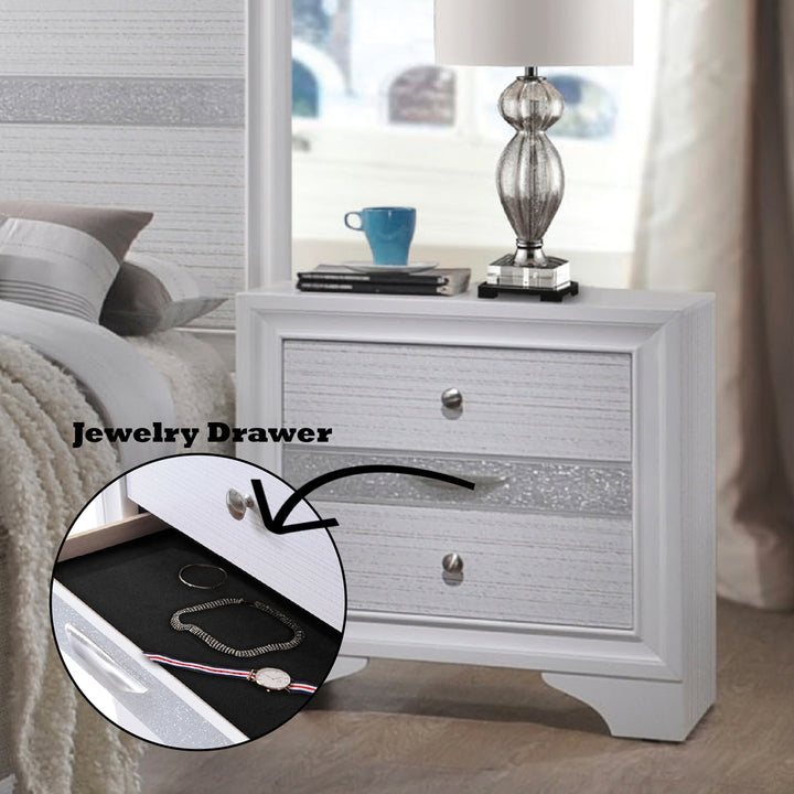 Naima Nightstand in White - features