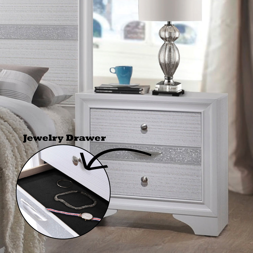 Naima Nightstand in White - features