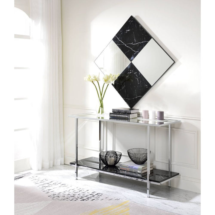 Angwin - Accent Mirror - Mirrored & Faux Marble Top