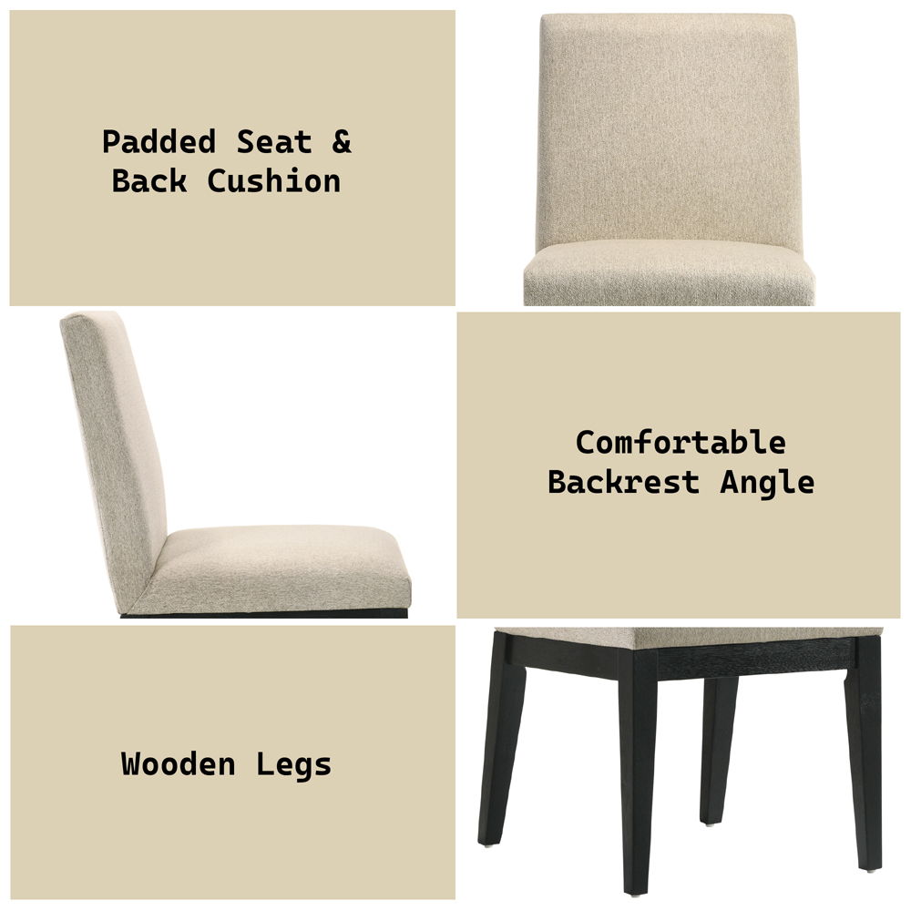 Froja - Side Chair Set of 2) - Beige Fabric & Black