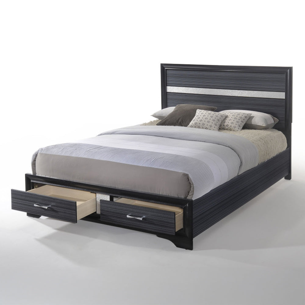 Naima EK Bed with Storage in Black