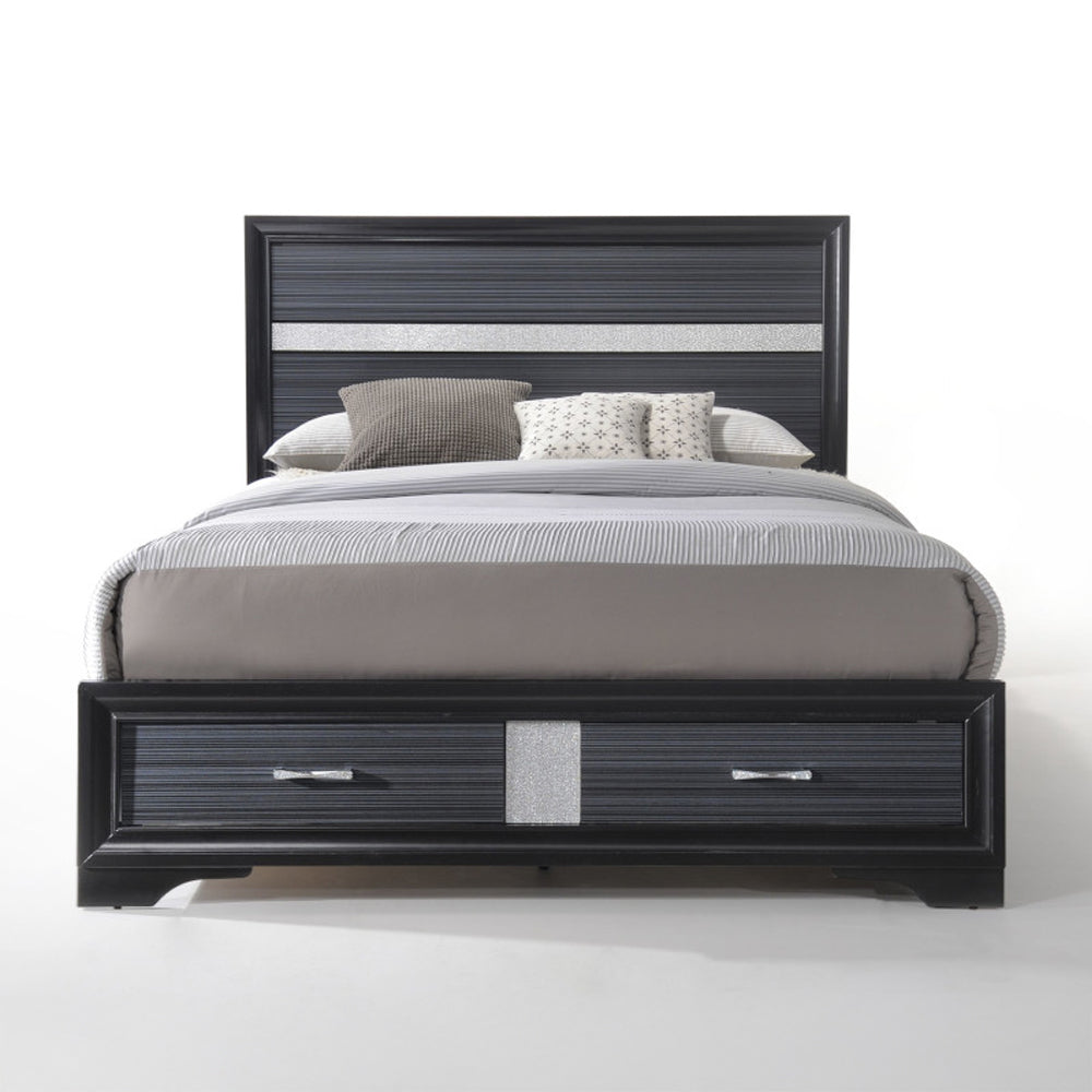 Naima EK Bed with Storage in Black
