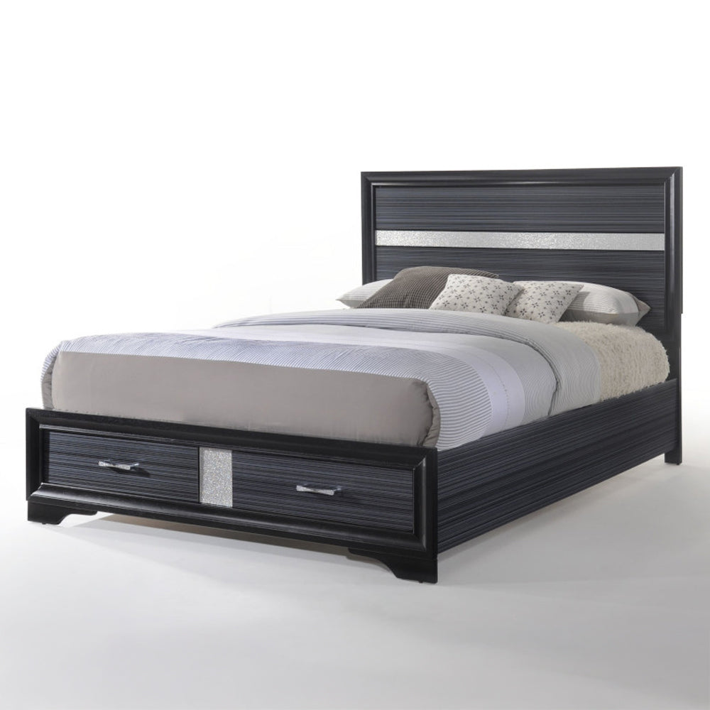 Naima EK Bed with Storage in Black