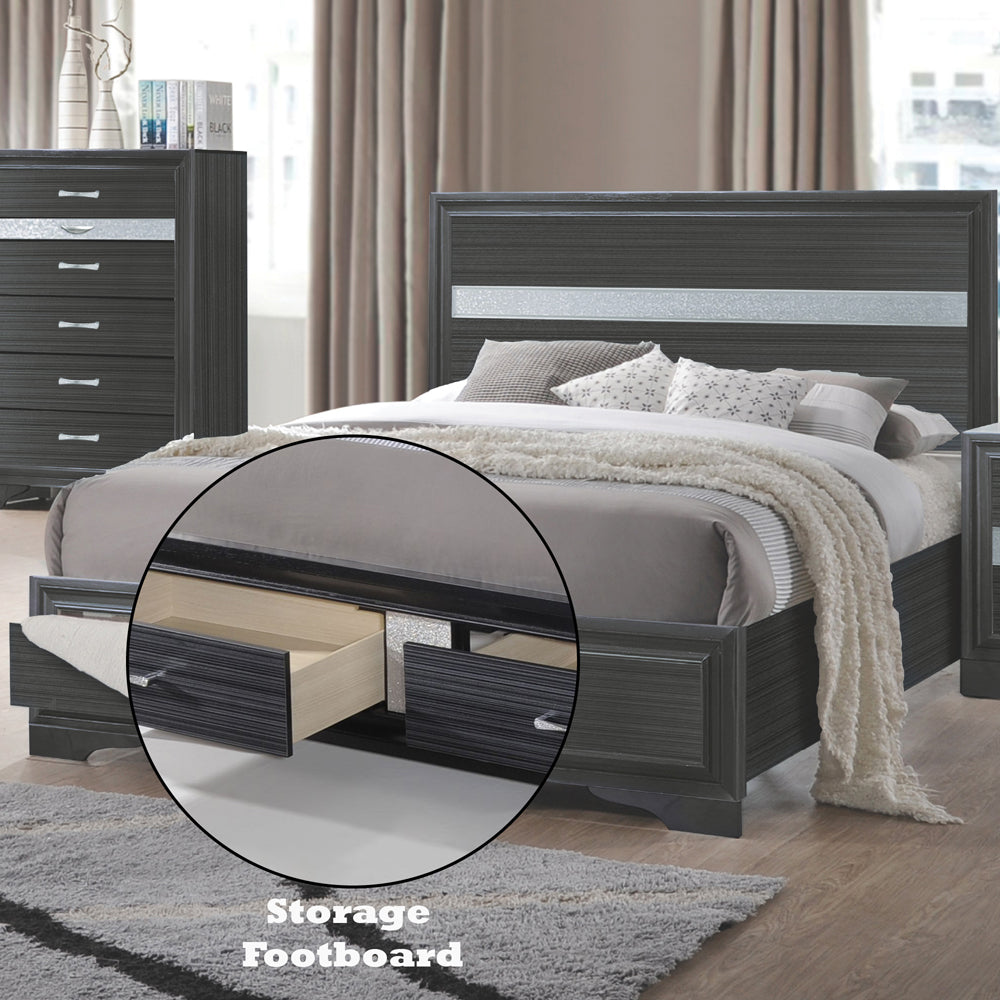 Naima EK Bed with Storage in Black - features