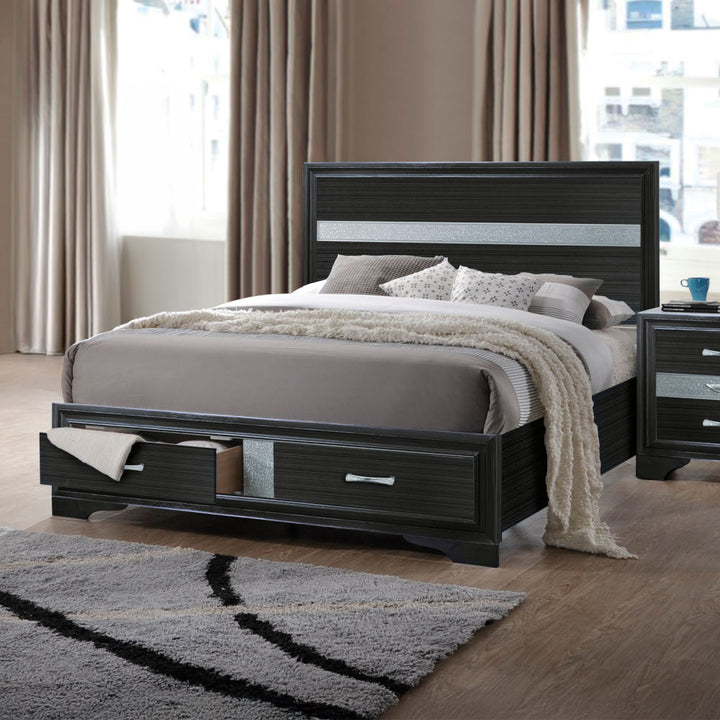 Naima Queen Bed with Storage in Black