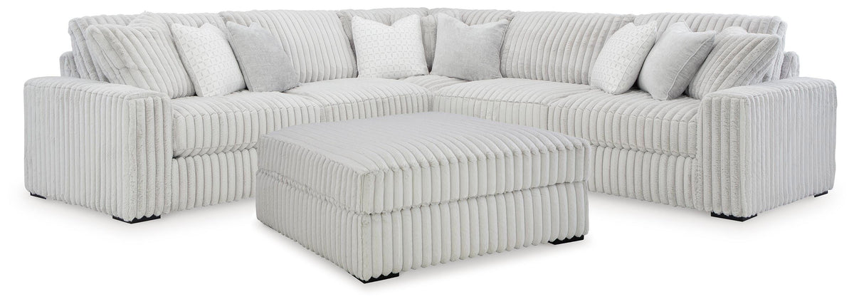 Stupendous 3-Piece Sectional and Ottoman - Alloy (1)