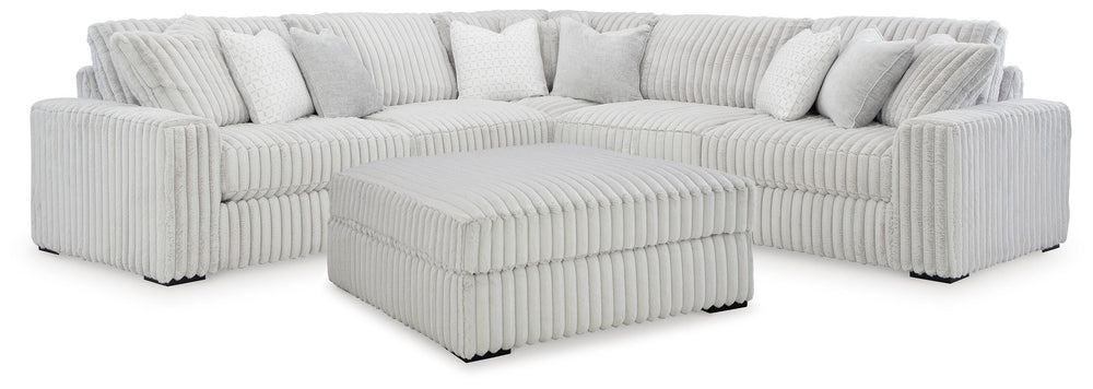 Stupendous 3-Piece Sectional and Ottoman - Alloy (1)