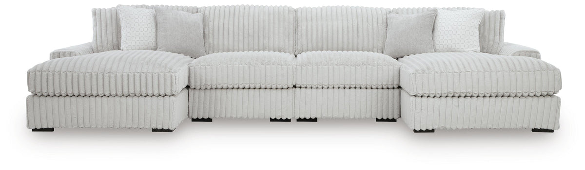 Stupendous 4-Piece Sectional with Double Chaise - Alloy (1)