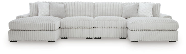 Stupendous 4-Piece Sectional with Double Chaise - Alloy (1)