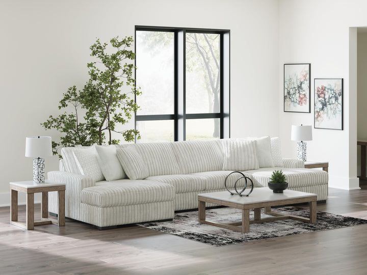 Stupendous 4-Piece Sectional with Double Chaise - Alloy (3)