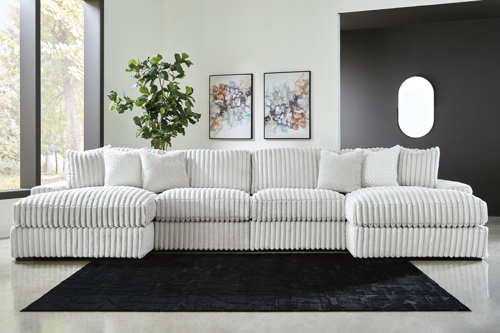 Stupendous 4-Piece Sectional with Double Chaise - Alloy (2)