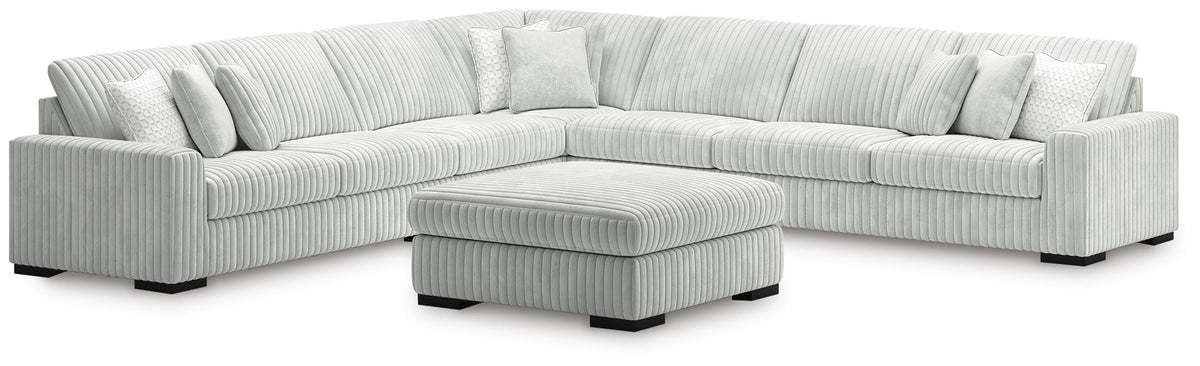 Stupendous 5-Piece Sectional and Ottoman - Alloy (1)