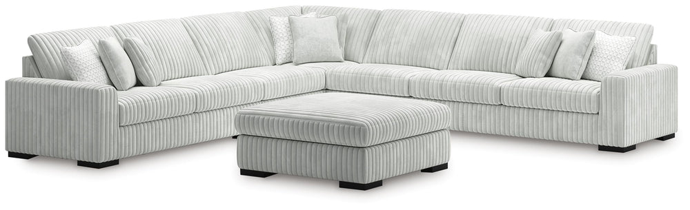 Stupendous 5-Piece Sectional and Ottoman - Alloy (1)