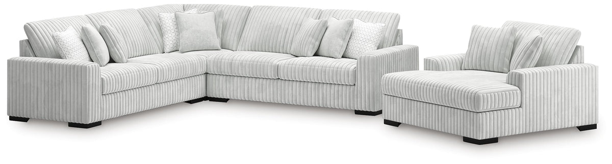 Stupendous 3-Piece Sectional and Oversized Chaise - Alloy (1)