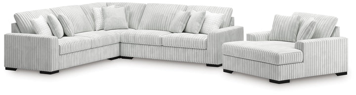 Stupendous 3-Piece Sectional and Oversized Chaise - Alloy (1)
