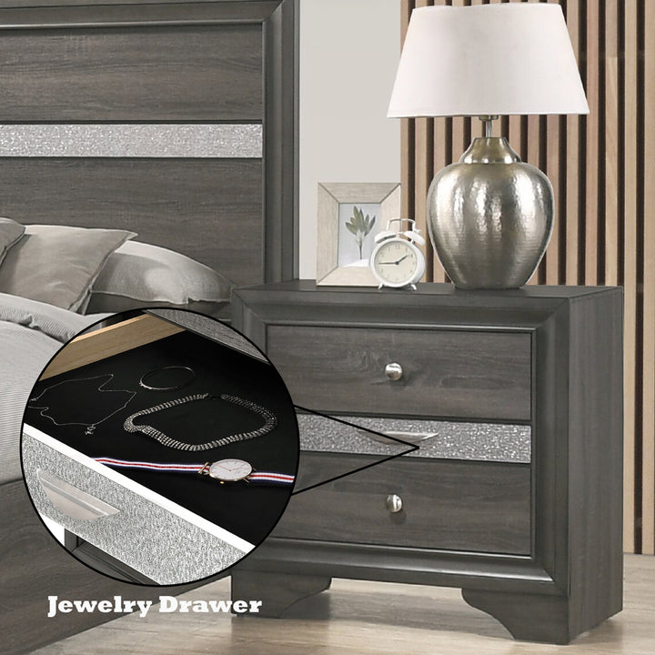 Naima Nightstand in Gray - features