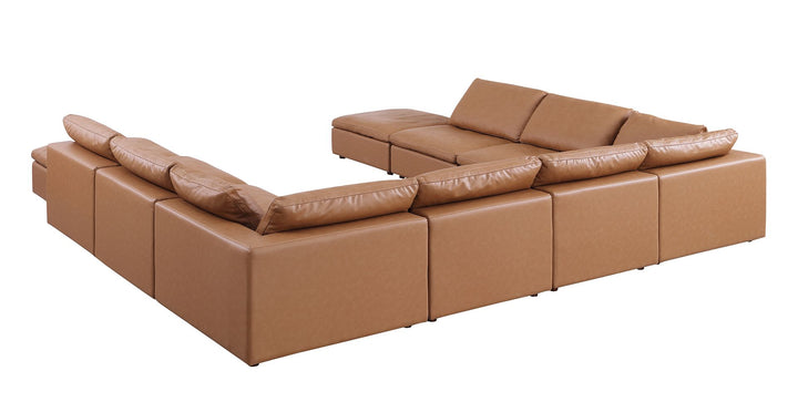 DivanItalia 1100 10-Piece U-Shaped Sectional with Chaise in Top-Grain Italian Leather - Cognac