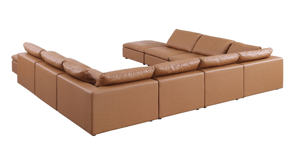 DivanItalia 1100 10-Piece U-Shaped Sectional with Chaise in Top-Grain Italian Leather - Cognac