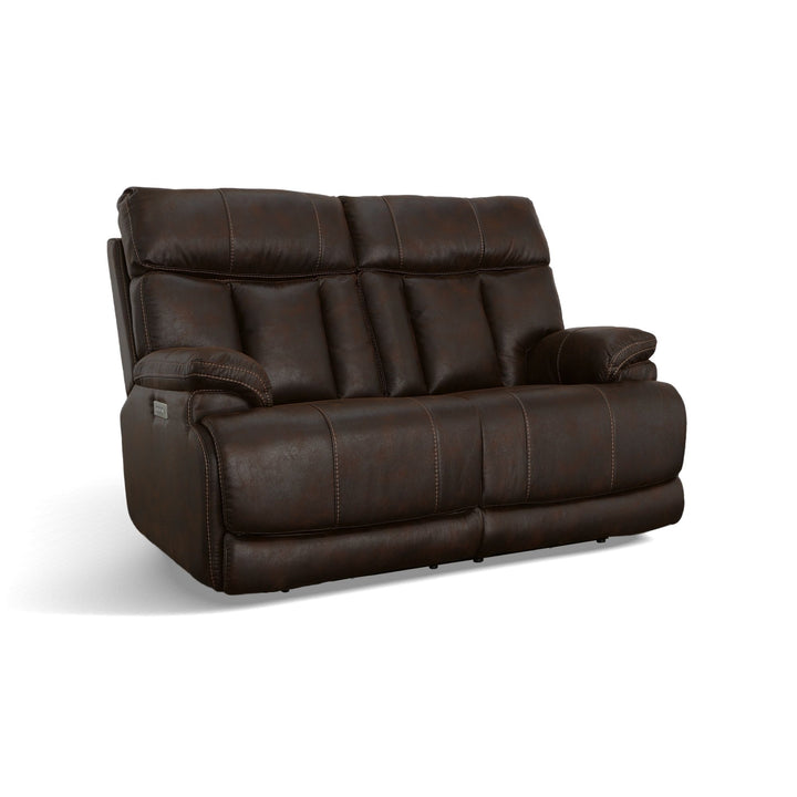 Clive Fabric Power Reclining Loveseat with Power Headrests &amp; Lumbar in Clove