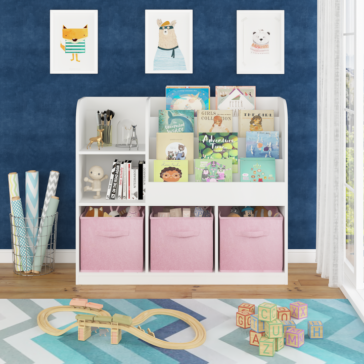 kids-bookcase-and-bookshelf-multifunctional-bookcase-white-pink