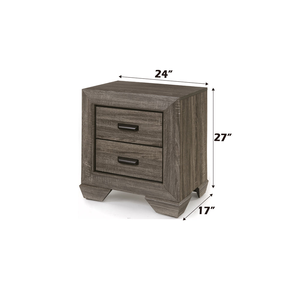 Lyndon Nightstand in Weathered Gray Grain Finish - dimensions