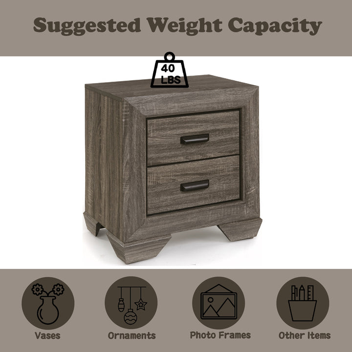 Lyndon Nightstand in Weathered Gray Grain Finish - features