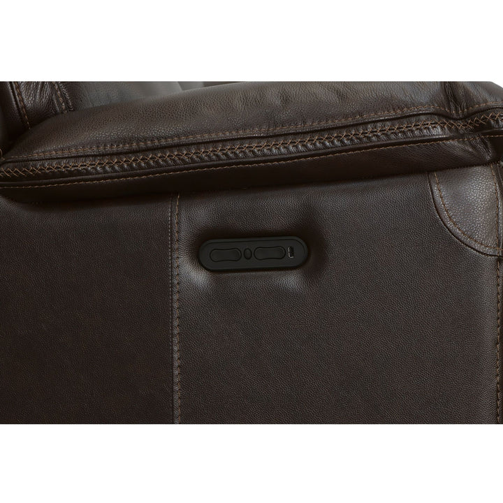 Fenwick Leather Power Reclining Loveseat with Power Headrests in Dark Chocolate