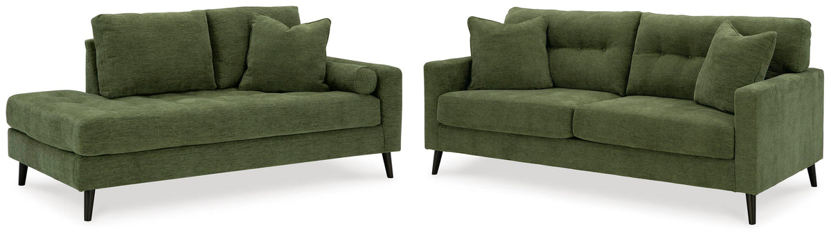 Bixler Sofa and Chaise - Olive (1)